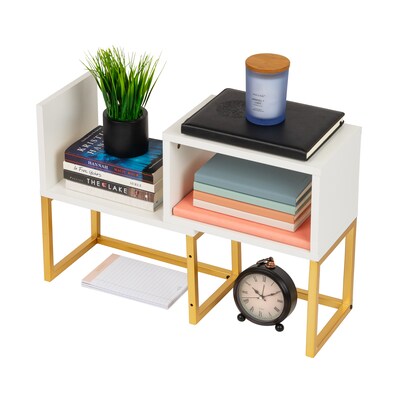 Mind Reader 3 Metal Desktop Bookshelf, 15.75" x 7.87" x 23.75", White (MDGDESK-WHT)