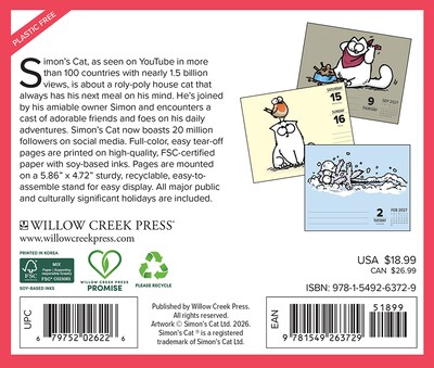 2027 Willow Creek Simons Cat 5.4 x 6.2 Day-to-Day Calendar (63729)