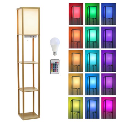 Simple Designs Etagere Organizer 62.5 Floor Lamp with Rectangular Shade, Tan (LF1037-TAN-CCLB)