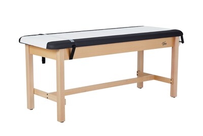 Aristo Wood H-Brace Physician Exam Table with Paper Cutter, and Holder, 500lbs. Capacity, Black (ADI996-HBFP-BLK)