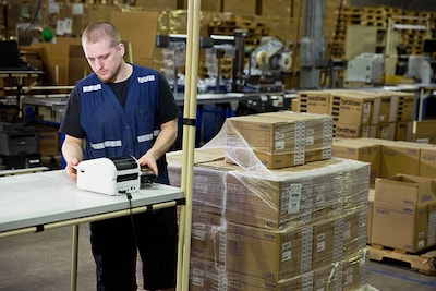 Brother TD-4420DN 4.3” Desktop Network Barcode Label Printer and 4 Rolls of 4" x 3" Labels