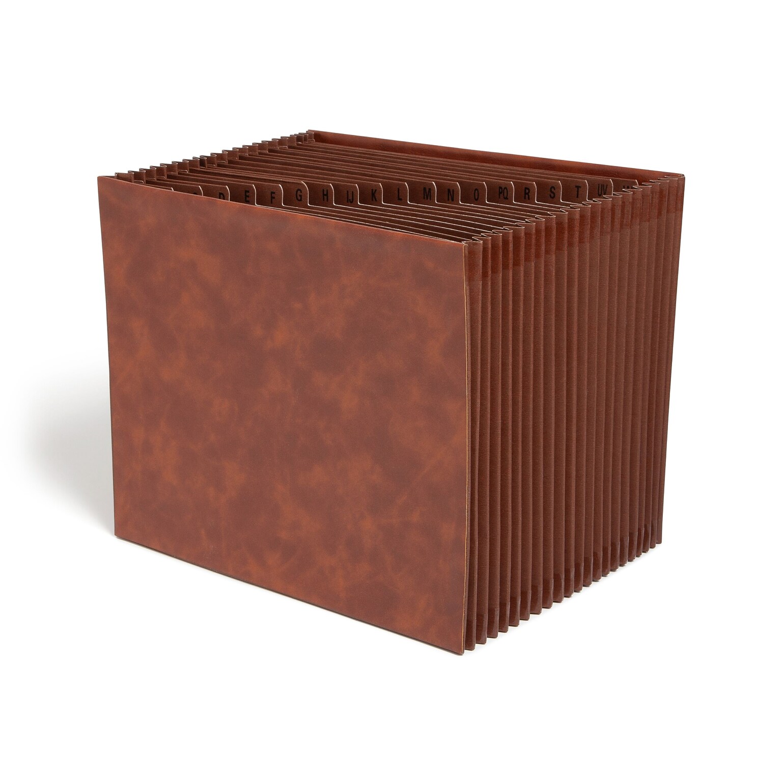 Smead Tuff Box Bottom Heavy Duty Reinforced Faux Leather Accordion File, Alphabetical Index, 21 Pocket, Letter, Brown (73786)