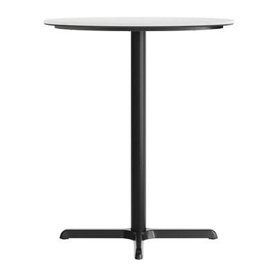 Flash Furniture Acadia 36" Round Wooden Dining Table with X-Base, White Faux Marble/Black Base (STRD36WMAT3030B)