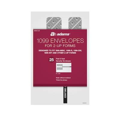 Adams 2023 2-Up 1099 Envelopes, Double-Window, Peel & Seal Self Seal Closure, 25/Pack (STAX1-23)
