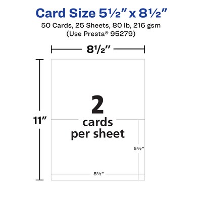 Avery Integrated Cards, 5.5" x 8.5", Matte White, 50/Pack (95279)
