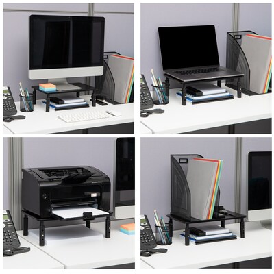 Mind Reader Adjustable Monitor Stand and Ventilated Laptop Riser, Black, 2/Pack (4LEGM2PK-BLK)