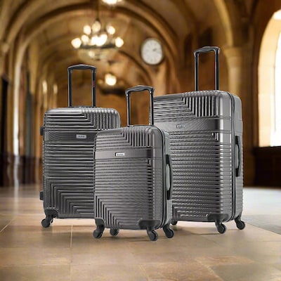 InUSA Resilience 3-Piece Hardside Spinner Luggage Set, TSA Checkpoint Friendly, Coal (IURESSML-COA)