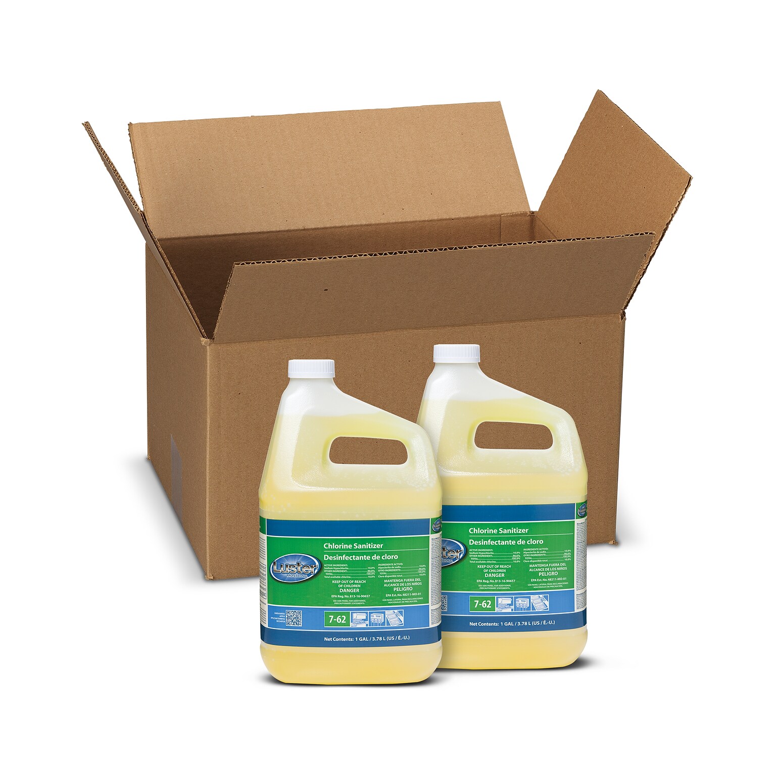 Luster Professional Chlorine Sanitizer Dishwasher Rinsing Agent, Unscented, 128 oz., 2/Carton (45915)