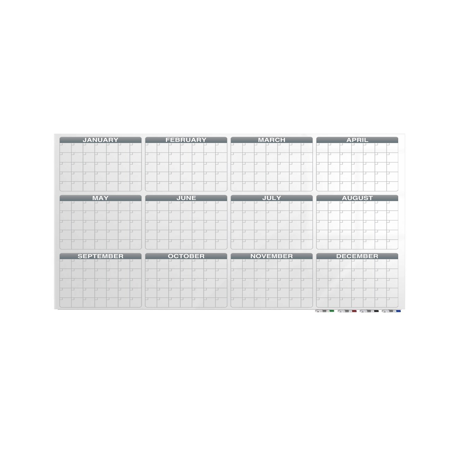Ghent Calendar Aria Low Profile Glassboard, 1 Year Calendar, Magnetic, 4H x 6W (GRPARIASM31Y-46)