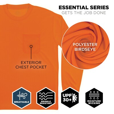 Ergodyne GloWear 8093 High Visibility Long Sleeve T-Shirt, Orange, Large (21824)