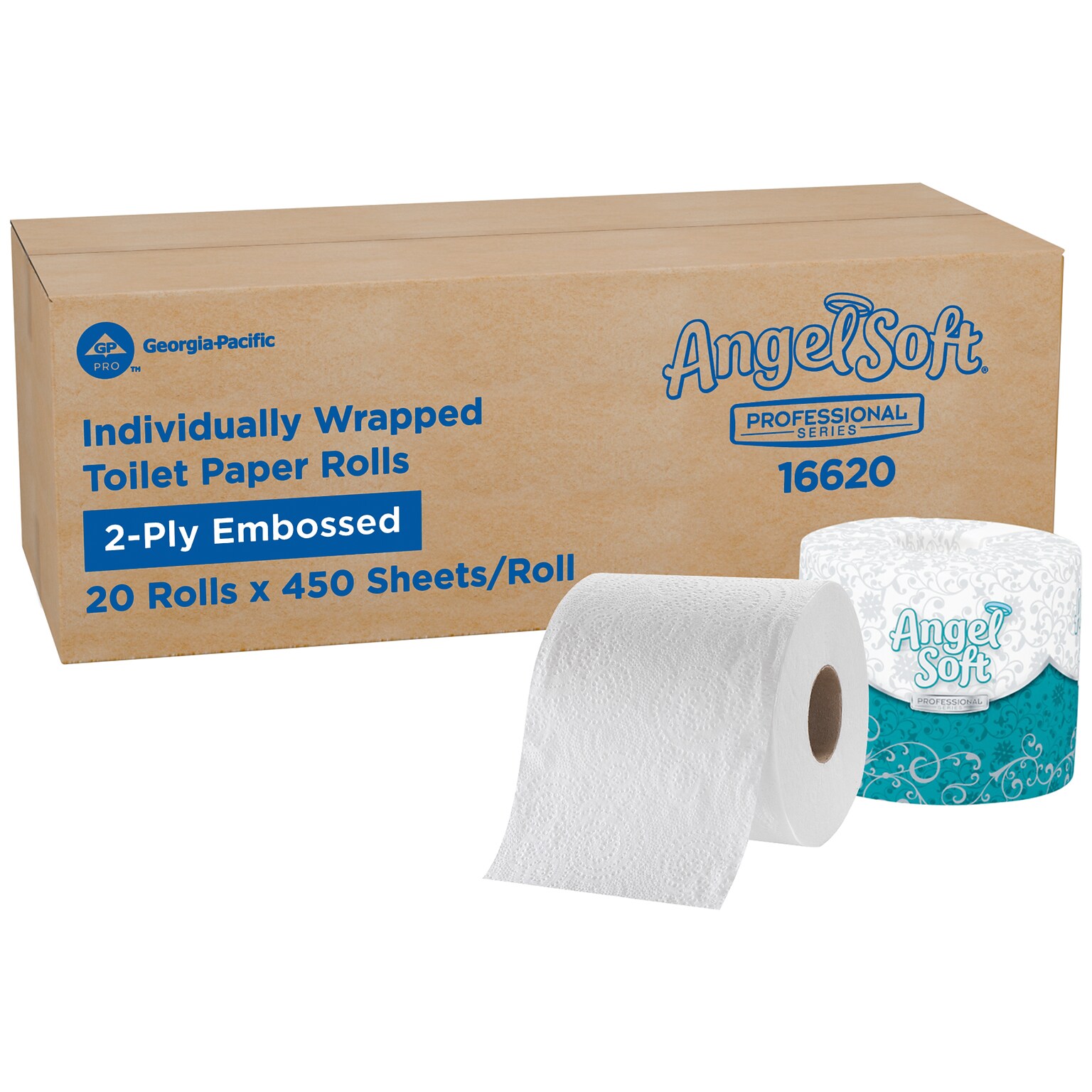 Angel Soft Ultra Professional Series Recycled Toilet Paper, 2-ply, White, 450 Sheets/Roll, 20 Rolls/Case (16620)