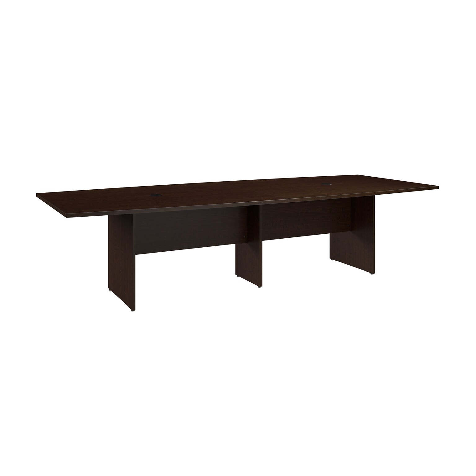 Bush Business Furniture 120W x 48D Boat Shaped Conference Table with Wood Base, Mocha Cherry (99TB12048MRK)