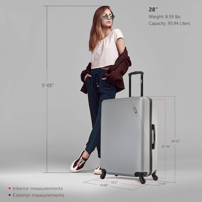 DUKAP Discovery 29.52" Hardside Suitcase, 4-Wheeled Spinner, TSA Checkpoint Friendly, Silver (DKDIS00L-SIL)