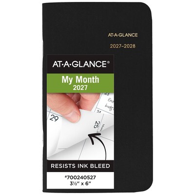 2027 AT-A-GLANCE 3.5 x 6 Monthly Planner, Faux Leather Cover, Black (70-024-05-27)