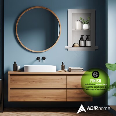 AdirHome 2-Shelf Recessed Wall Mount Shelf, 18" x 14" x 4.8", White (515-01-WHI)