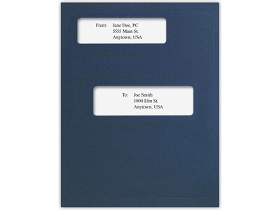 ComplyRight Double-Window Tax Presentation Folder, Navy Blue, 50/Pack (FMB03)