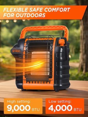 Commercial Heat 9000 BTU Portable Outdoor Radiant Propane Patio Heater, Orange (CHP9000O)