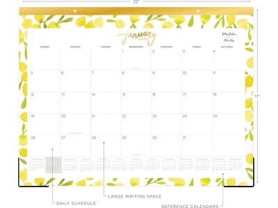 2025 Blue Sky Kelly Ventura Mimosa 22 x 17 Monthly Desk Pad Calendar, Yellow/White (149063-25)