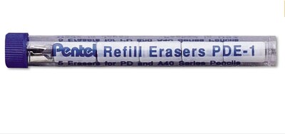 Pentel Large Refill Erasers, White, 5/Pack (PDE-1)