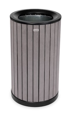 Alpine Industries Steel Outdoor Trash Can with Open Lid, 32 Gallon, Gray (ALP4400-01-GRY)
