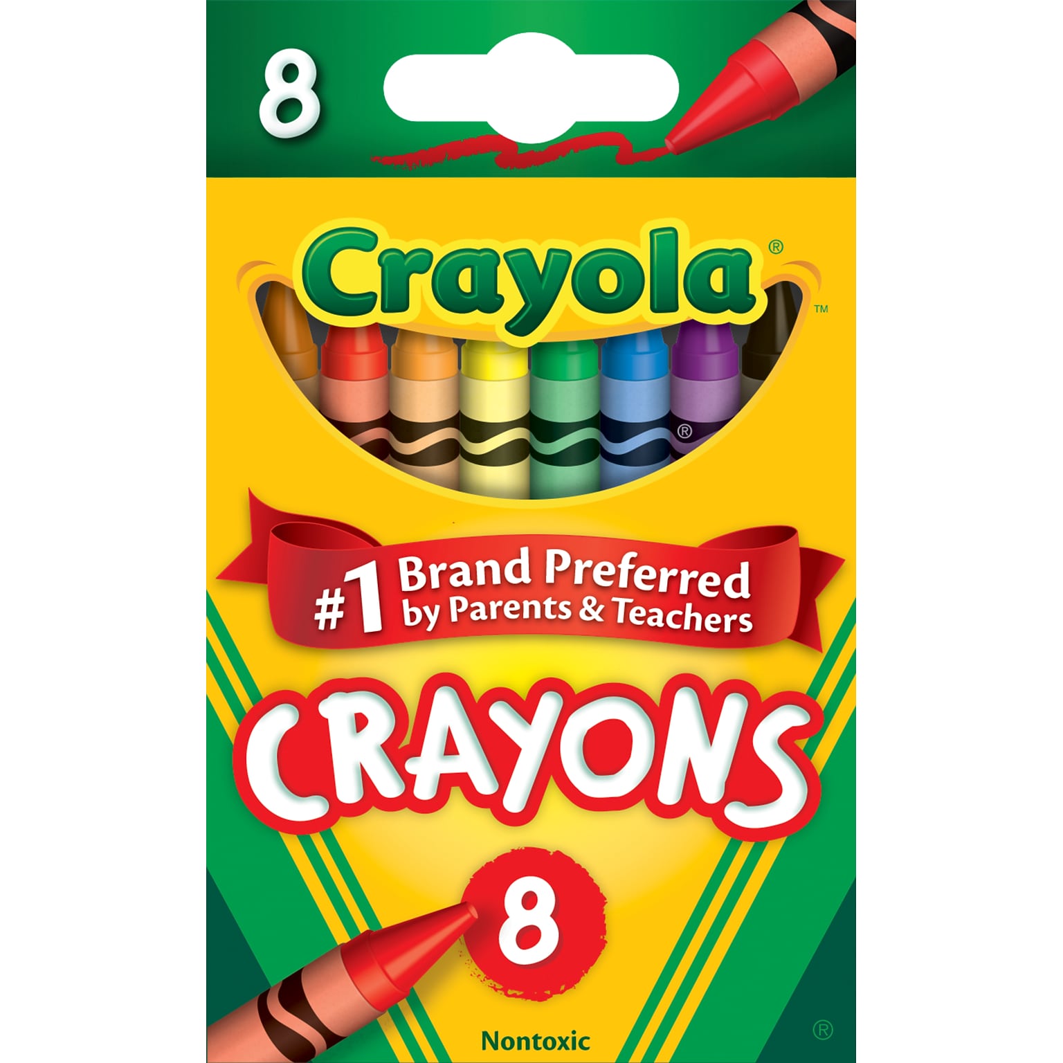 Crayola Crayons, Assorted Colors, 8/Box (52-3008)