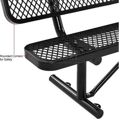 Global Industrial 6' Outdoor Steel Bench w/ Backrest, Expanded Metal, Black (277154BK)