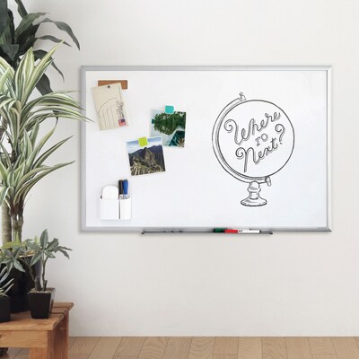 U Brands Basics Magnetic Dry Erase Whiteboard, 35 x 23, Silver Aluminum Frame