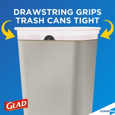 Glad 13 Gallon Trash Bag, 8.5"x8.5", Low Density, .72 mil, White, 100 Bags/Box (CLO 78526)