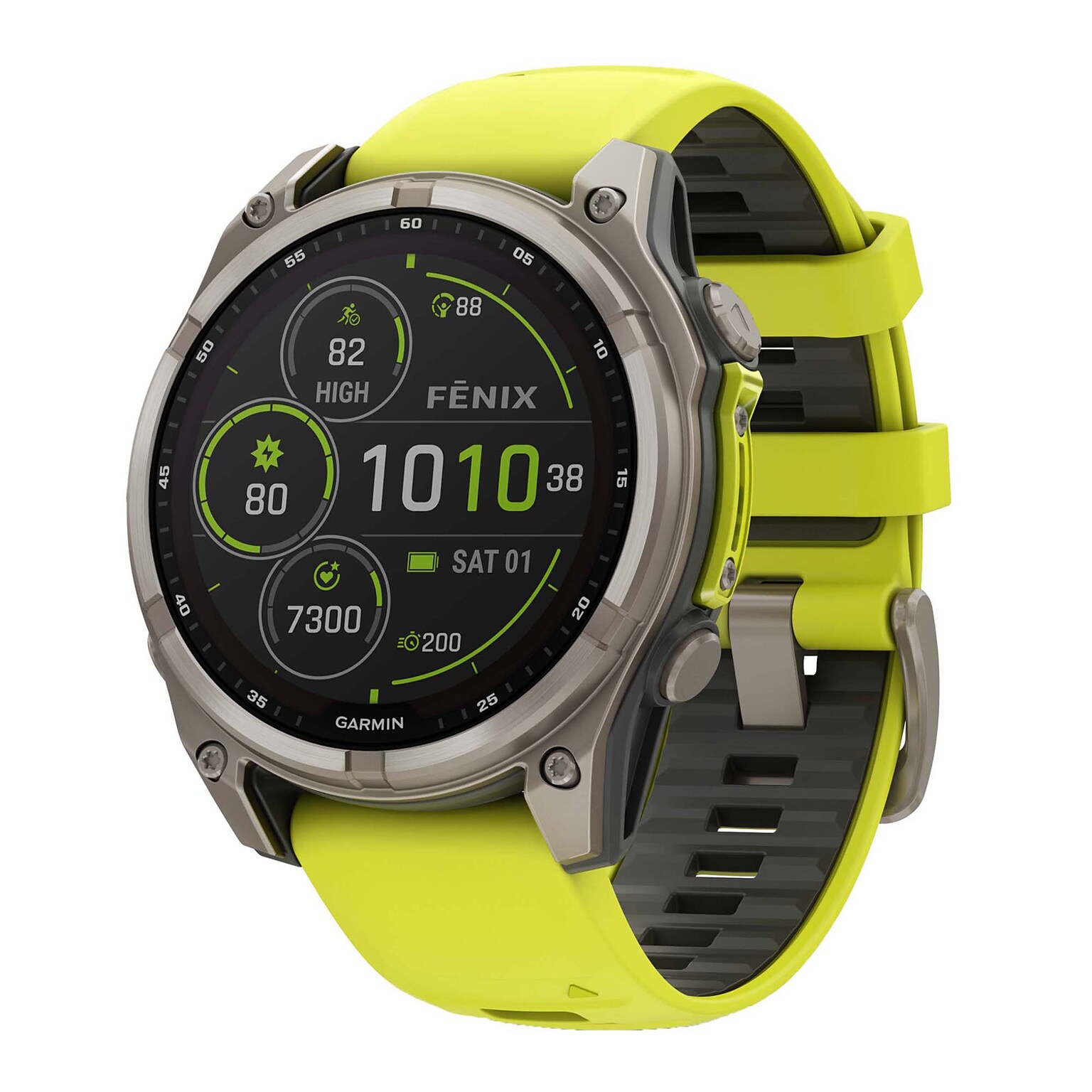 Garmin fenix 8 Smart Watch, 47 mm, Titanium & Amp Yellow/Graphite (GRM0290620)