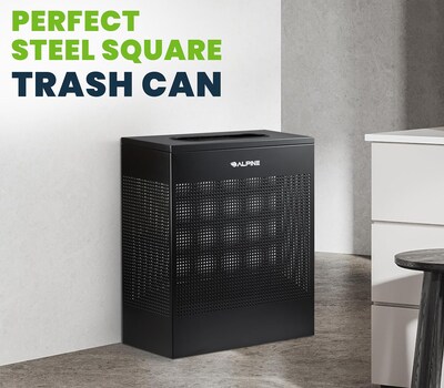 Alpine Industries Stainless Steel Trash Can, 23 Gallon, Black (ALP438-23-BLK-MK)