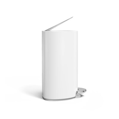 simplehuman 6L Semi-Round Can with Liner Pocket, White Steel, Indoor Step Trash Can, 1.6 Gallons (CW2108)