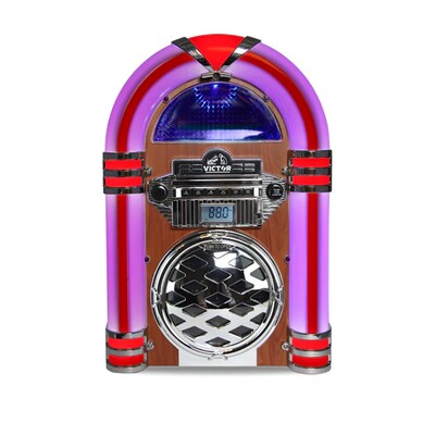 Victor Bluetooth CD Jukebox Speaker with FM Radio, Mahogany (VDTJ-1550-MH)