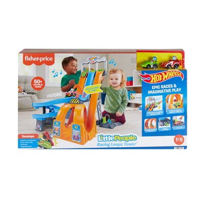 Fisher-Price Hot Wheels Racing Loops Tower by Little People, 2/Pack (HFG46)