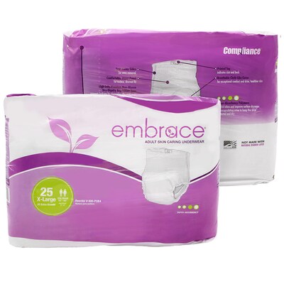 Embrace Adult Incontinence Underwear, XL, 25/Pack (600-PUB4)