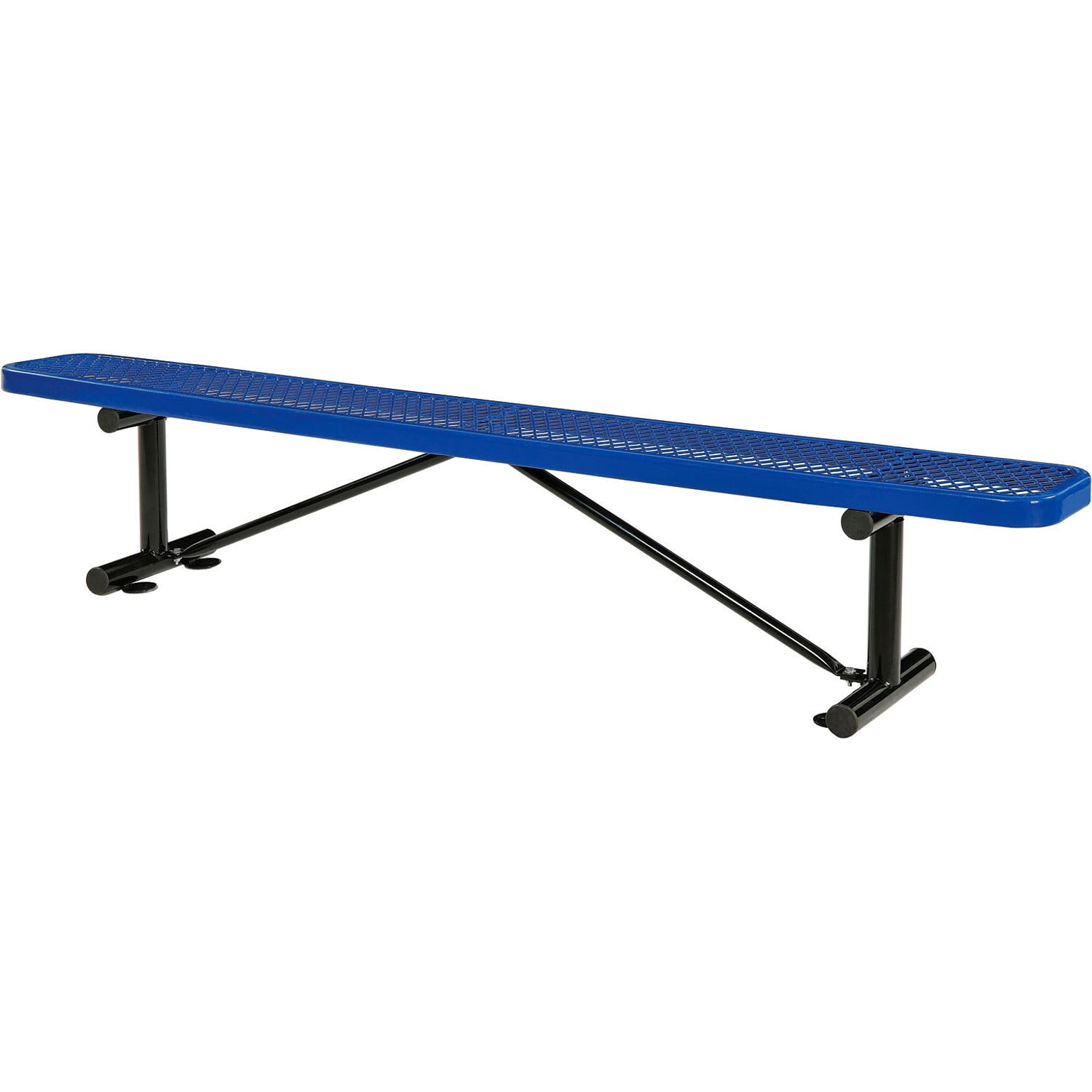 Global Industrial 8 Outdoor Steel Flat Bench, Expanded Metal, Blue (277157BL)