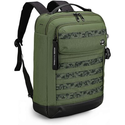 Swissdigital BERG Hybrid Briefcase Laptop Compatible Backpack, Large, Dark Green (SD1649-23)