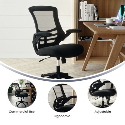 Flash Furniture Kelista Ergonomic Mesh Swivel Mid-Back Task Office Chair, Black (BLX5MBK)