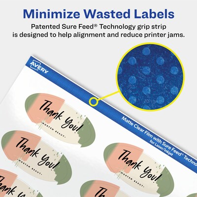 Avery Laser/Inkjet Oval Multipurpose Labels, 1" x 2", Clear, 2400/Box (94053)