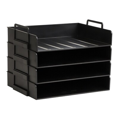 Mind Reader 4-Compartment Stackable Plastic Desk Tray, Black (DANSTACK4-BLK)