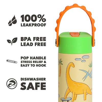 Elemental Core Pop Stainless Steel Double Wall Insulated Water Bottle, 18 oz., Skater Dinos (EBC18SD