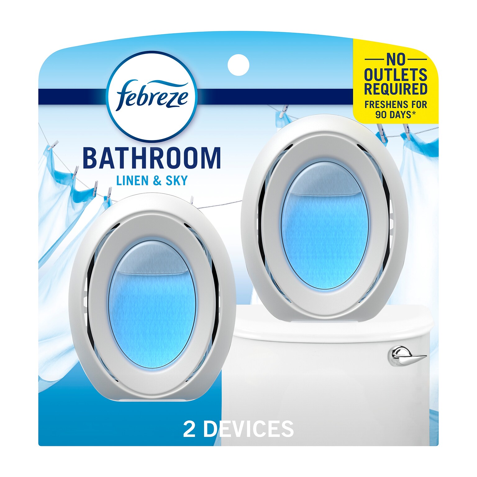 Febreze Small Spaces Solid Air Freshener, Linen & Sky, 0.25 Oz., 2/Pack (93326EA)