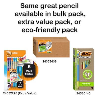 BIC Xtra Sparkle Mechanical Pencil, 0.7mm, #2 Hard Lead, 24/Pack (MPLP241-BLK)