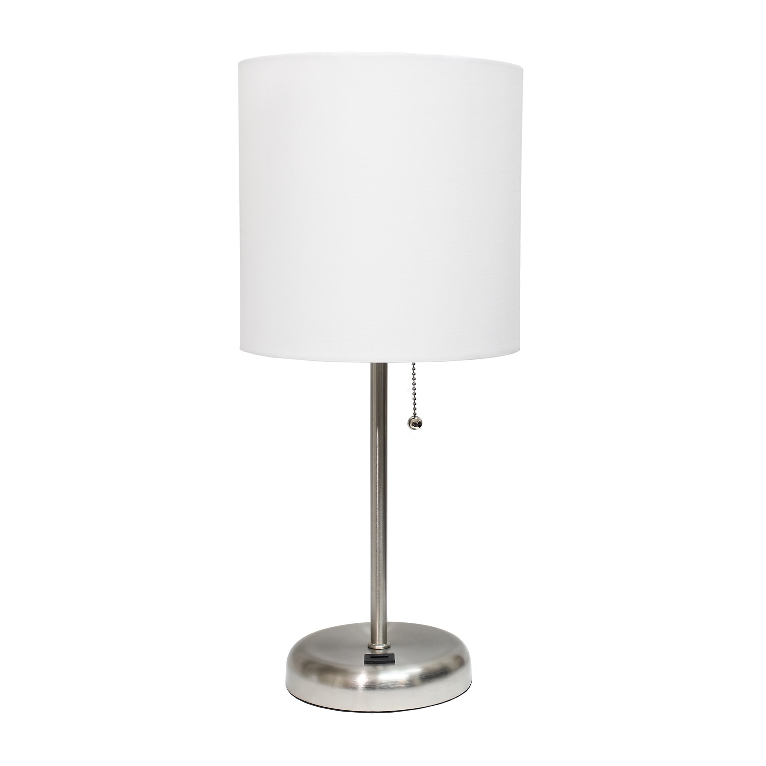 Creekwood Home Oslo 19.50 LED Table Lamp with USB Port, Brushed Steel/White (CWT-2012-WH)