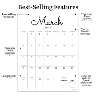 2027 TF Publishing Large Art 17" x 22" Monthly Desk or Wall Calendar, Multicolored (27-8214)