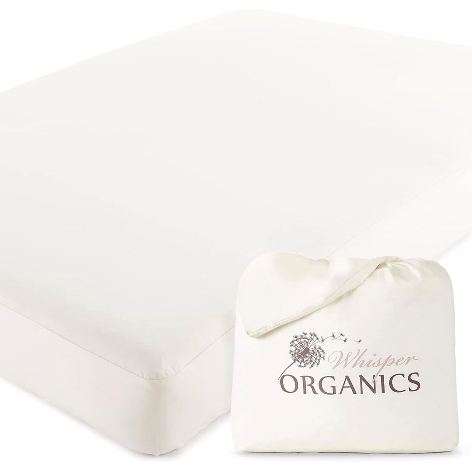Whisper Organics Waterproof Pique Textured Mattress Protector, GOTS Certified Cotton, King, White (WSOR-WMPTWK)