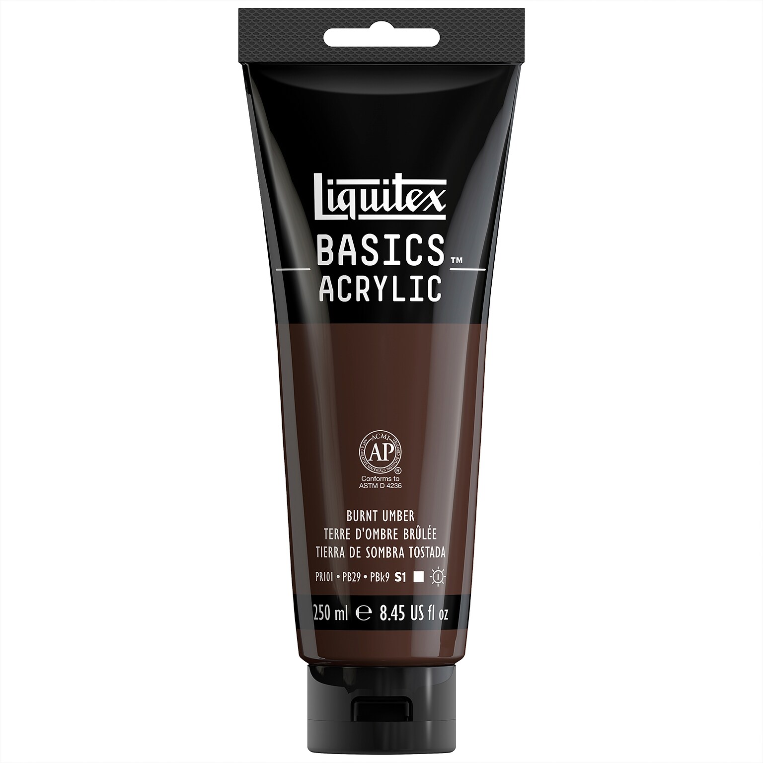Liquitex BASICS Acrylic Paint Tube, Burnt Umber, 250 mL (LIQ4385128)
