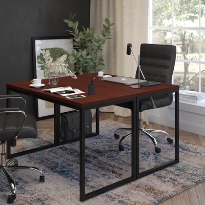 Flash Furniture Tiverton 47"W Industrial Modern Computer Desk, Mahogany/Black (ST45-0526-PF)