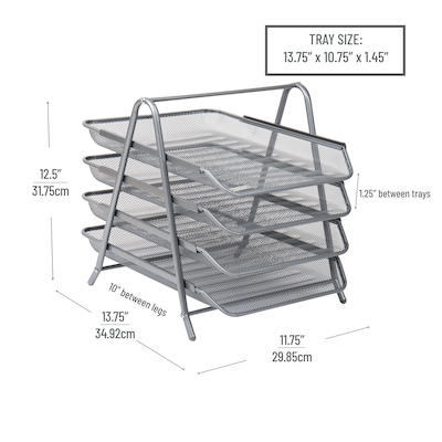 Mind Reader Metal Mesh Front Loading Letter Tray, Letter/Legal Size, Silver (4TPAPER-SIL)