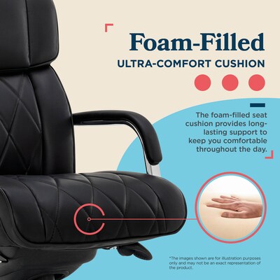 La-Z-Boy Symphony Ergonomic Bonded Leather Swivel Executive Chair, Black and Chrome (CCHR10013D)