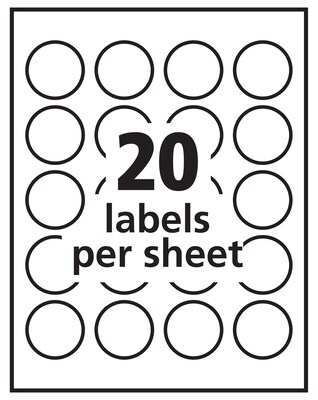 Avery Laser/Inkjet Identification Labels, 1 5/8" Dia., Glossy Clear, 20/Sheet, 25 Sheets/Pack (6582)